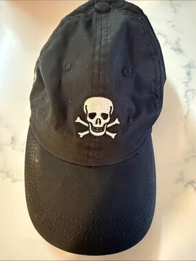 Black Skull & Crossbones Winged Foot Logo Golf Cap
